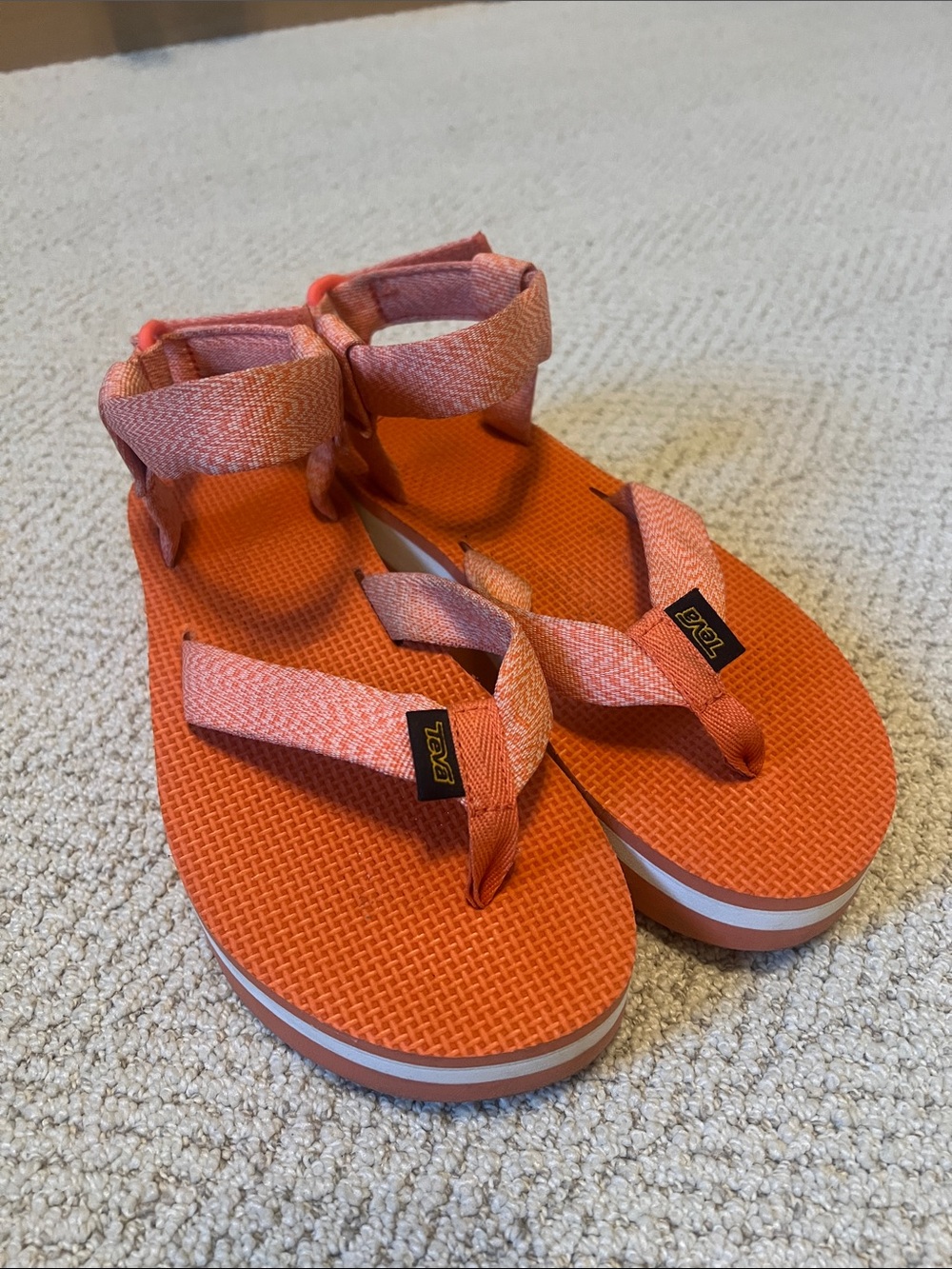Teva Orange Coral Webbing Platform Sandals
